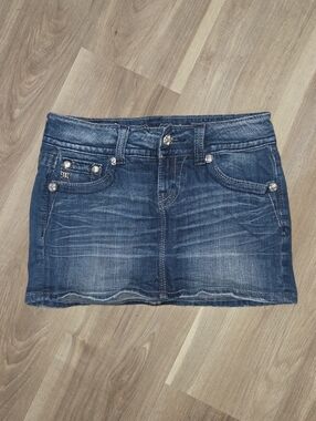 •Miss Me• Womens Blue Jean Mini Skirt